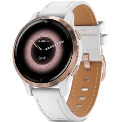 010-02429-23 | Garmin Venu 2S Rose Gold With White Leather Band 40.4 mm watch | Buy Now