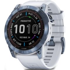 010-02540-25 | Garmin Fenix 7 Sapphire Solar Edition Mineral Blue DLC Titanium 47 mm watch | Buy Now