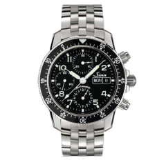 103.061 X66 | Sinn 130 St Sa Instrument Chronographs Black Dial  Fine Link Bracelet 41mm watch. Buy Online