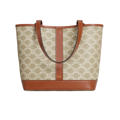 Celine Small Cabas Triomphe Canvas Alfskin Grege 115082FLC.02GR