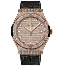 511.OX.9010.LR.1704 | Hublot Classic Fusion King Gold Full Pave 45 mm watch. Buy Online