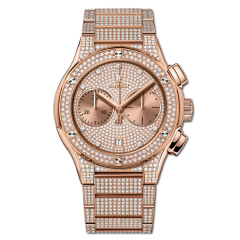 520.OX.9010.OX.3704 | Hublot Classic Fusion King Gold Full Pave 45mm watch. Buy Online