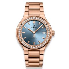 568.OX.891L.OX.1204 | Hublot Classic Fusion King Gold Light Blue Bracelet 38mm watch. Buy Online