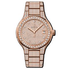 568.OX.9000.OX.3604 | Hublot Classic Fusion King Gold Full Pave Bracelet 38 mm watch. Buy Online