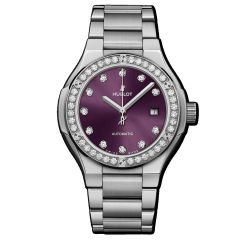 Hublot Classic Fusion Titanium Purple Diamonds Bracelet 33 mm 585.NX.897V.NX.1204