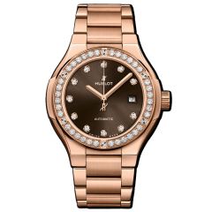 585.OX.898M.OX.1204 | Hublot Classic Fusion King Gold Brown Diamonds Bracelet 33 mm watch. Buy Online