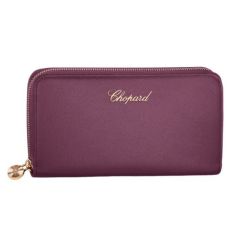 95015-0406 | Chopard Happy Zipped Wallet Cerise Caviare Printed Calfskin Leather