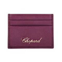 95015-0448 | Chopard Happy Small Card Holder Cerise Caviare Printed Calfskin Leather