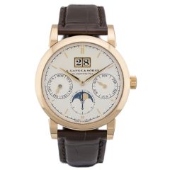 330.032FE | A. Lange & Sohne Saxonia Annual Calendar English dial pink gold case and folding clasp watch. Buy Online