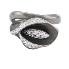 AnnaMaria Cammilli Precious Calla Diamonds Black Gold Ring GAN0330