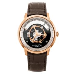 1HVAR.M01A.C120A | Arnold & Son Golden Wheel 18K Red gold case, brown alligator leather strap watch. Limited edition: 125 pieces. Buy Online