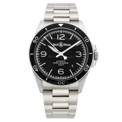 BRV292-BL-ST/SST | Bell & Ross Br V2-92 Black Steel 41 mm watch. Buy Online