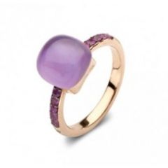 20R93RAMMPPSBRDBR | BIGLI Mini Sweety Rose Gold Amethyst Diamond Ring