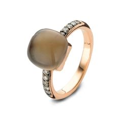 20R93RSQMPBRDBR |BIGLI Mini Sweety Rose Gold Smoky Quartz Diamond Ring