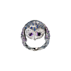 Boucheron Animaux Collection White Gold Amethyst Sapphire Diamond Ring JRG00707