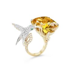 Boucheron Hopi Yellow and White Gold Beryl Sapphire Diamond Ring JRG02854