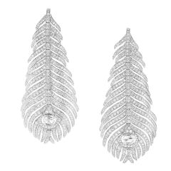 Boucheron Plume de Paon White Gold Diamond Earrings JCO01073