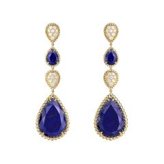Boucheron Serpent Bohème Couleur Yellow Gold Lapis Lazuli Diamond Earrings JCO01278