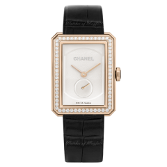 Chanel Boy-Friend Large Beige Gold Diamonds Opaline Dial H4471