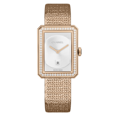 H5315 | Chanel Boy-Friend Tweed Medium Beige Gold Diamonds watch. Buy Online