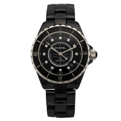 H1626 | Chanel J12 Black Ceramic Diamonds Indicators 38mm watch. Buy Online