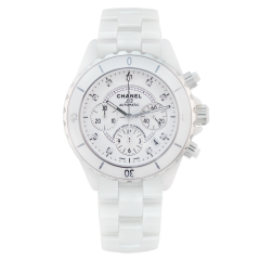 H2009 | Chanel J12 Chronograph White Ceramic Diamonds 41 mm watch. Buy Online