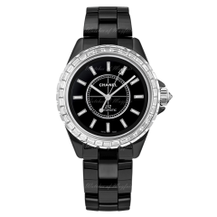 H3384 | Chanel J12 Jewellery Black Ceramic White Gold Diamonds 38mm watch | Buy Online