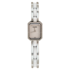 H2132 | Chanel Premiere Mini White Ceramic Diamonds 19.7 x 15.2 mm watch. Buy Online