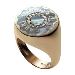 Chantecler Anima Yellow Gold Diamond Mother-of-Pearl Ring C.35166 Size 51