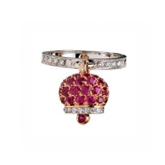 C.26878|Chantecler Campanelle Pink White Gold Diamond Ruby Ring Size 53