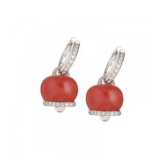 Chantecler Campanelle White Gold Coral Diamond Earrings C.16856