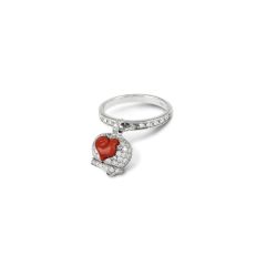Chantecler Campanelle White Gold Coral Diamond Ring C.38752 Size 51