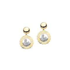 Chantecler Logo White and Yellow Gold Diamond Earrings C.23189