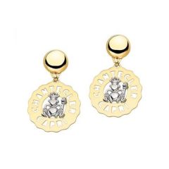 Chantecler Logo White and Yellow Gold Diamond Earrings C.24122