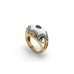 Chantecler Maiolica Pink Gold Titanium Diamond Sapphire Ring C.35368 Size 53