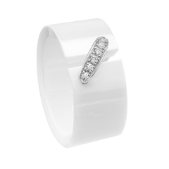 082228 | Chaumet Liens White Ceramic Diamond Ring Size 54
