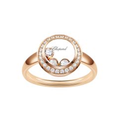 Chopard Happy Curves Rose Gold Diamond Pave Ring Size 52 829562-5038
