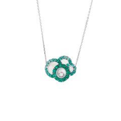 819882-1003 | Chopard Happy Dreams White Gold Diamond Emerald Pendant