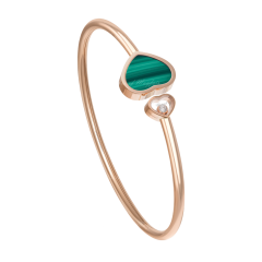 Chopard Happy Hearts Rose Gold Malachite Diamond Bangle Size L 857482-5107