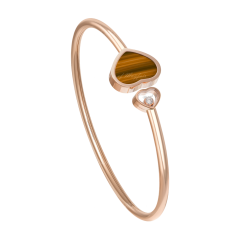 Chopard Happy Hearts Rose Gold Tiger's Eye Diamond Bangle Size S 857482-5205