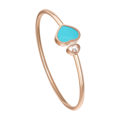 Chopard Happy Hearts Rose Gold Turquoise Diamond Bangle Size S 857482-5402