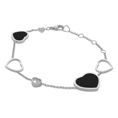 857482-1021 | Chopard Happy Hearts White Gold Onyx Diamond Bracelet