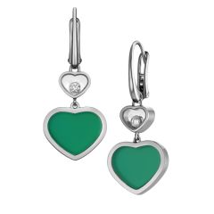 Chopard Happy Hearts White Gold Agate Diamond Earrings 837482-1011