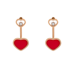 83A082-5801 |Chopard Happy Hearts Rose Gold Red Stone Diamond Earrings