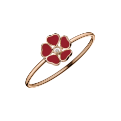 Chopard Happy Hearts Flowers Rose Gold Red Stone Bangle Size M 85A085-5803