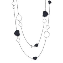 817482-1201 |Buy Chopard Happy Hearts White Gold Onyx Diamond Necklace