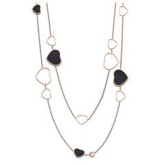 817482-5201 | Buy Chopard Happy Hearts Rose Gold Onyx Diamond Necklace