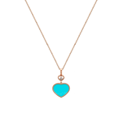 Chopard Happy Hearts Rose Gold Turquoise Diamond Pendant 797482-5401