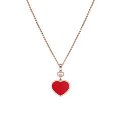 Chopard Happy Hearts Rose Gold Carnelian Diamond Pendant 797482-5820