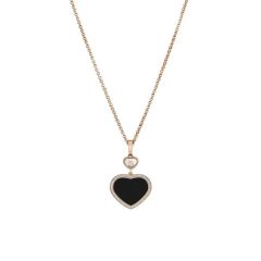 79A074-5201 | Buy Chopard Happy Hearts Rose Gold Diamond Onyx Pendant